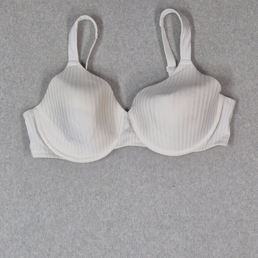 Playtex Women Bra 40D White Striped 4747 T Shirt Underwired Strap READ